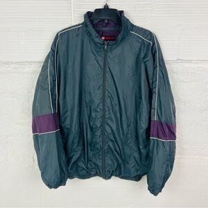 WILSON Vintage Gray and Purple full zip Windbreaker Jacket size large